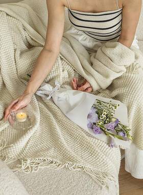 板房间针色织流苏HQU搭毯搭巾盖床毯沙发巾尾毯旗酒店披织毛毯