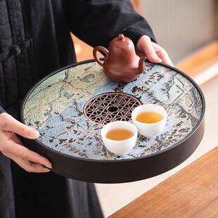 20水25新款家小型用排水储两石头茶盘高档ISE茶具小茶台沥水用托