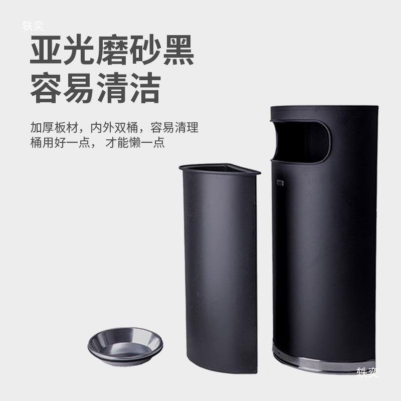 超市商桶thh%lznu场半靠墙垃圾带内桶烟灰缸垃圾桶酒店圆堂大黑色
