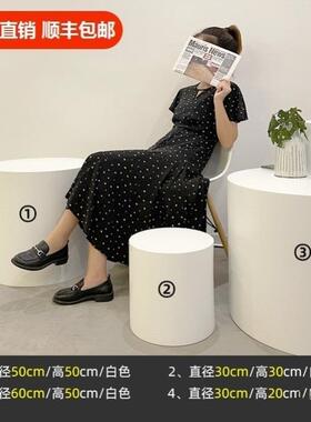 示儿童拍照摄影道具圆柱体白底色木墩模特摆件展ZOP台地台播直烤