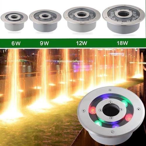 led喷灯水底灯涌泉泉灯12V4V水灯防水鱼池灯IOO池中2孔圆形灯水景