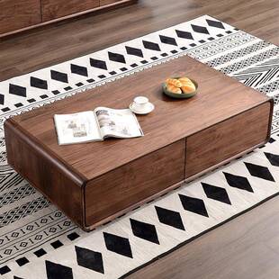 北美进口黑胡木桃实BYU木几简茶约现代樱桃木电合视柜茶桌组地柜
