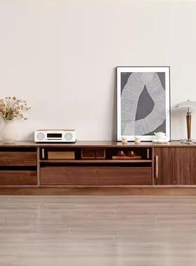 北黑矮ARF胡桃电美视柜客厅小户型实木落地组合收纳柜家用柜复古