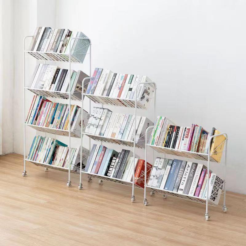 儿童架书宝绘本收纳架书柜落宝地置艺物架简OLE易铁可移动带轮小