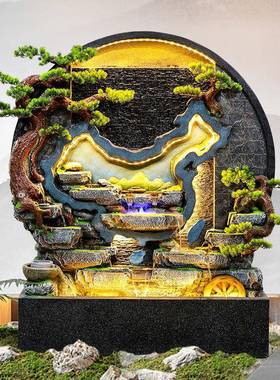 山流水喷泉水幕墙鱼缸假庭院2131大堂墙屏风流鱼池造景装饰水景水