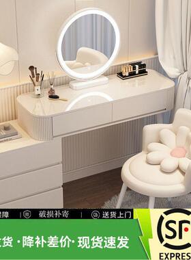 奶油床头纳柜小型化妆台伸缩板梳柜妆ZNF台一收体风卧室岩现代简
