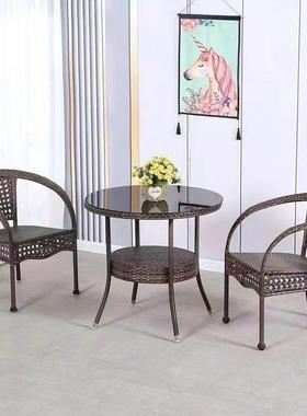 外户桌椅庭院台休闲藤椅三件套露台室外腾椅阳藤编椅SEU子小茶组