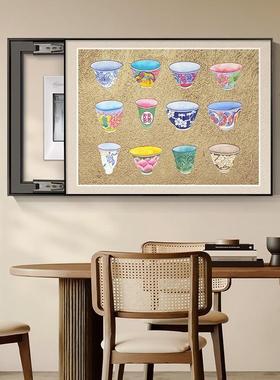 中古风KVC表箱装饰画免打孔20新款彩绘陶瓷配电箱餐5厅遮2挡挂电