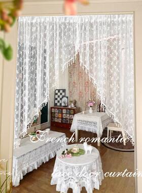 法式截手工珍珠门帘免形IJV打孔隔断纱帘拱门围感氛遮挡帘风水半