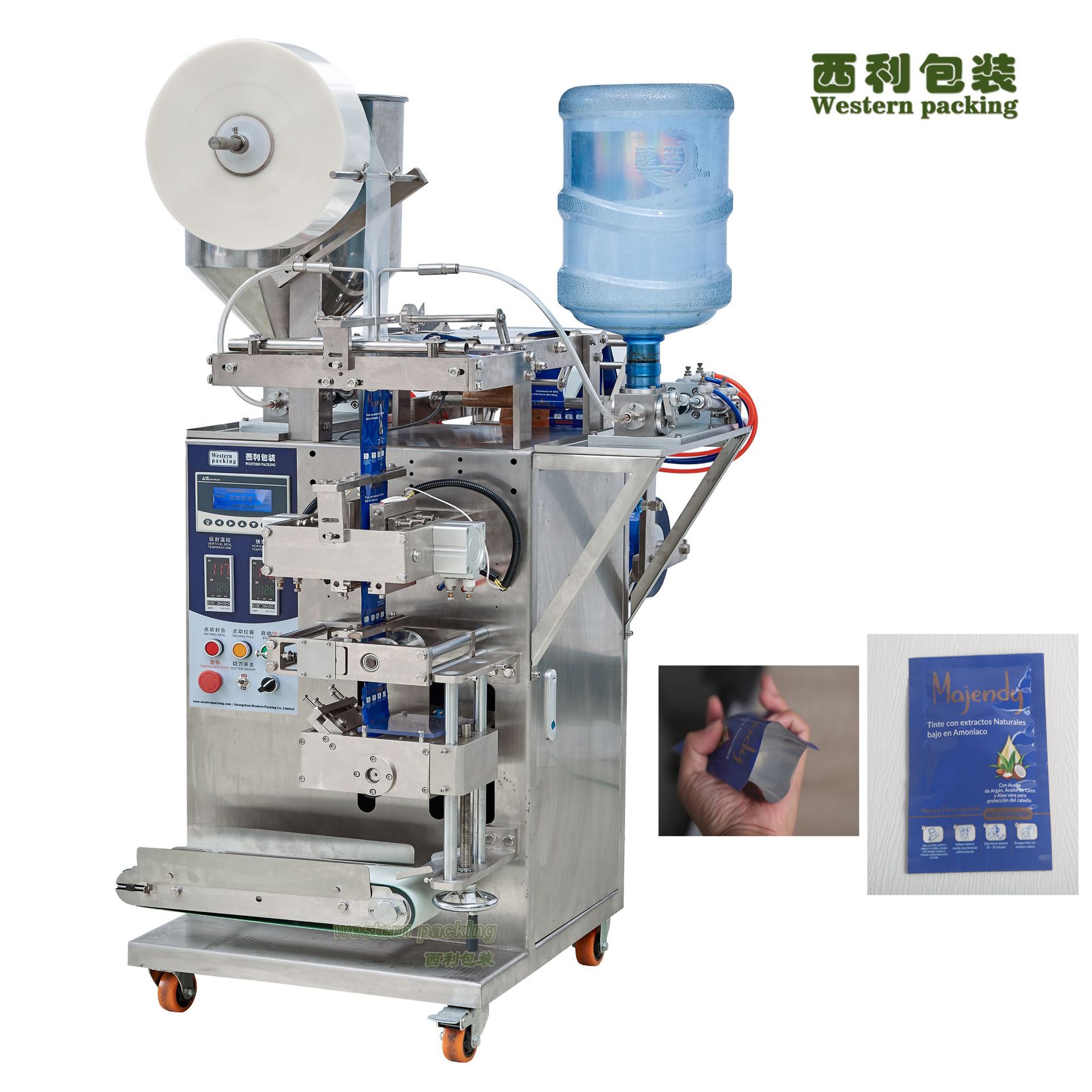 液体包装机四边封红梳染发液体自动包装机隔层袋液体包装机厂家