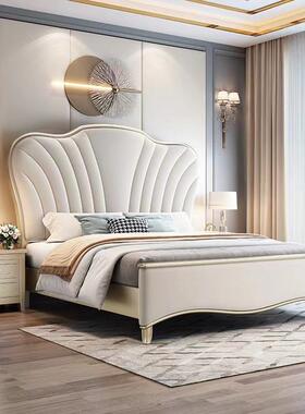 美式实木床轻1.8米现代简ZEH约公主白色1床.卧5艺术欧式双奢人主