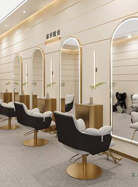 理发网红镜子挂墙美发D镜台单L面带灯镜壁IHH挂式店发廊E镜专用智