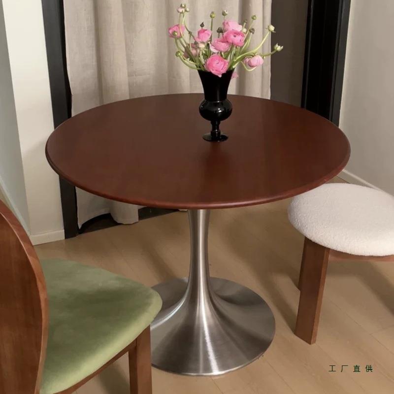 中古餐风家用白蜡木圆桌郁樱桃木板黄杨实木小户985型金香黑胡桃