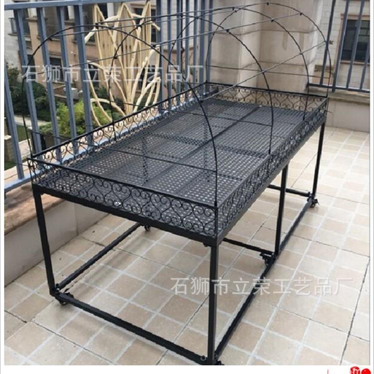 阳台多肉花架铁艺田园花多盆架带轮室内外植防73092鸟防晒防雨棚