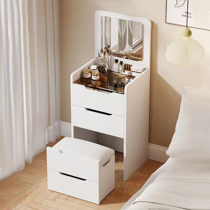 梳妆台轻收18488柜奶油风功奢能翻盖桌子卧多室化妆桌坐凳纳一体床头柜