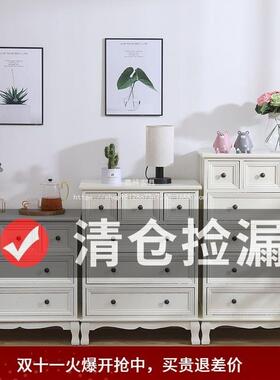 嘉岭阳台柜地海做实柜木抽屉IDS玄关柜子美式旧收纳柜储物复古斗