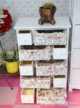 白色抽屉式收DZC纳柜柜抽多实储物木整理柜