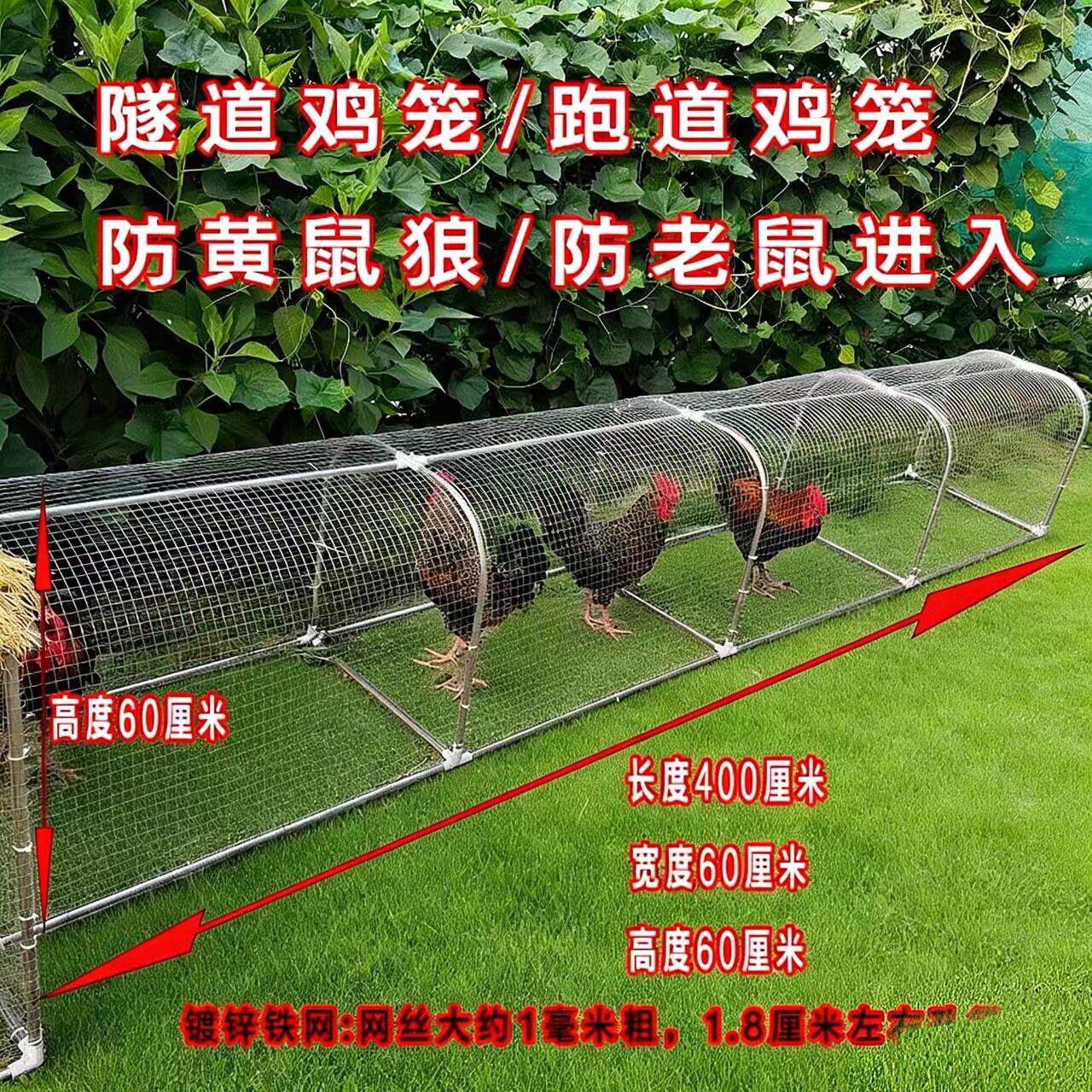 家散养鸡笼铁丝网养鸡隧道笼走地鸡笼养殖笼养鸡跑道笼子庭院室外