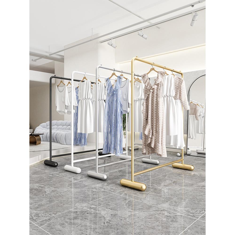 金色服装店挂衣架衣架展示架落地式货架衣服店陈列架