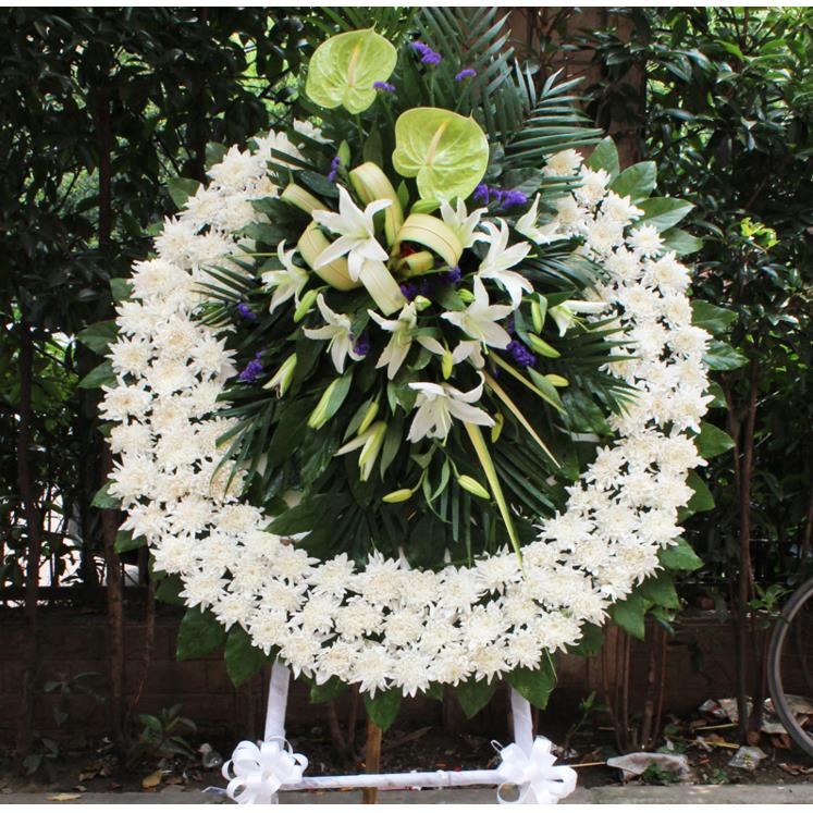 北京花圈鲜花同城速递丧事花圈花篮祭奠白事菊花悼念殡仪上海花店