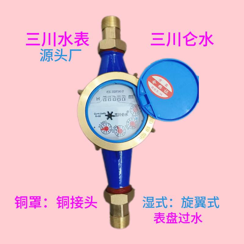 三川水表全铜国标4分6分家用湿式铜接头旋翼式数字dn200三川仑水