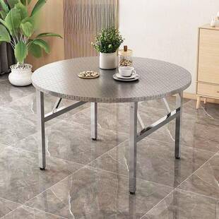 桌加厚钢叠桌子家用吃EOZ饭餐桌饭酒锈席圆桌摆摊店方长方桌烤火