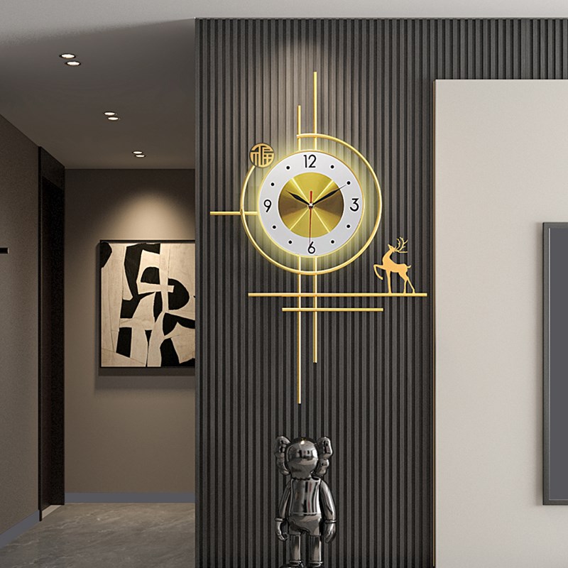 钟表挂钟客厅格栅创意时钟壁u灯挂墙2024新款现代简约艺术时尚大