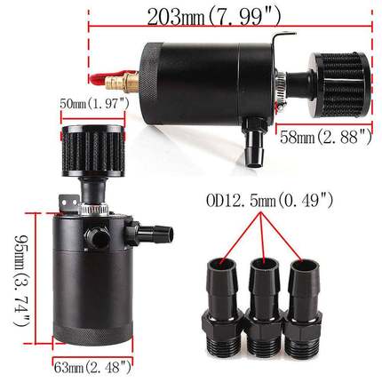 汽车改ST1120通用装二孔机油透气壶带呼吸空气滤钢柸铝油芯气器分