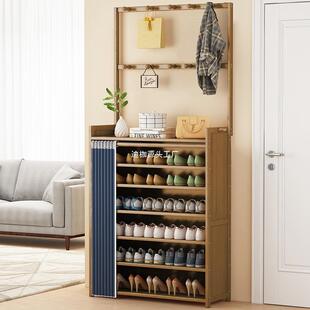 入户门挂玄关柜一体鞋柜家用门口多层鞋帽架门实木衣HXA靠墙带衣