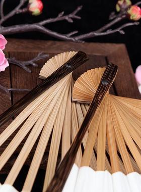 9.玩5寸18扇AL108方丝金棕竹半棕扇子折扇文古风扇骨手工中国风宣