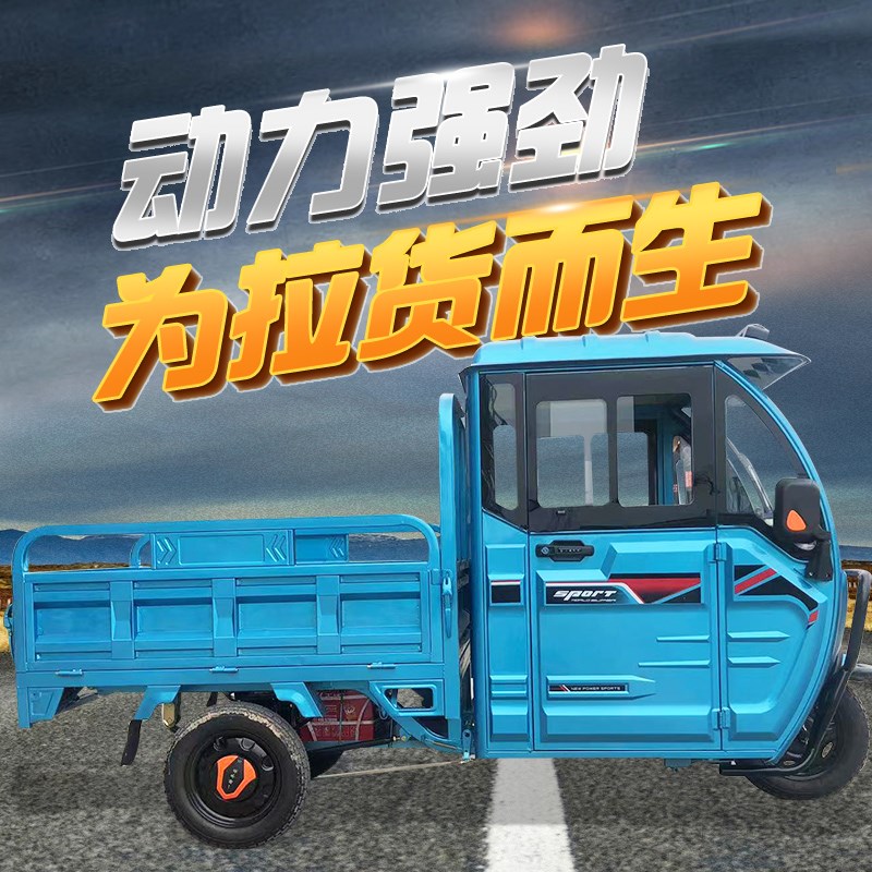 半封闭电动三轮车家用带棚拉货载重王农用成人代T步国标货运电瓶