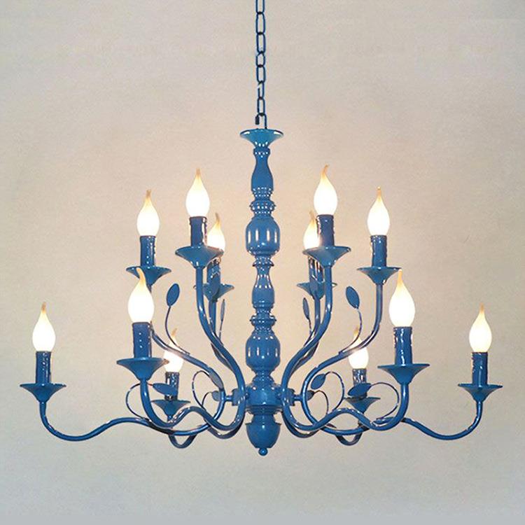 美式乡餐村客厅灯欧式铁艺吊灯卧室SD016-12酒店民宿烛厅灯卧蜡室