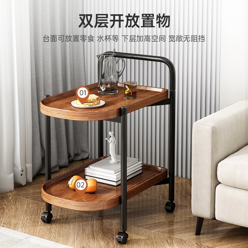 可移动茶几家f用客厅沙发边几新款中古小推车零食置物架卧室床头