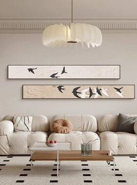 美拉德风装中古小众饰画沙复古细窄条横版客厅发背景长墙RH-63646