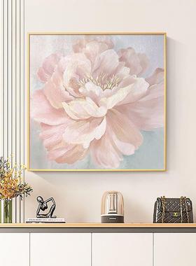 顺间手绘温馨CIL牡花卉油丹画现代轻奢玄关柜挂丰画客厅餐厅卧室