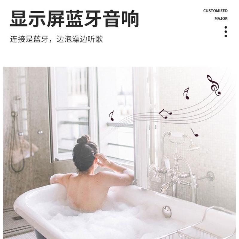 LED镜子全触摸屏免挂打孔梳妆镜壁式浴漱室镜488洗台身卫生间镜子