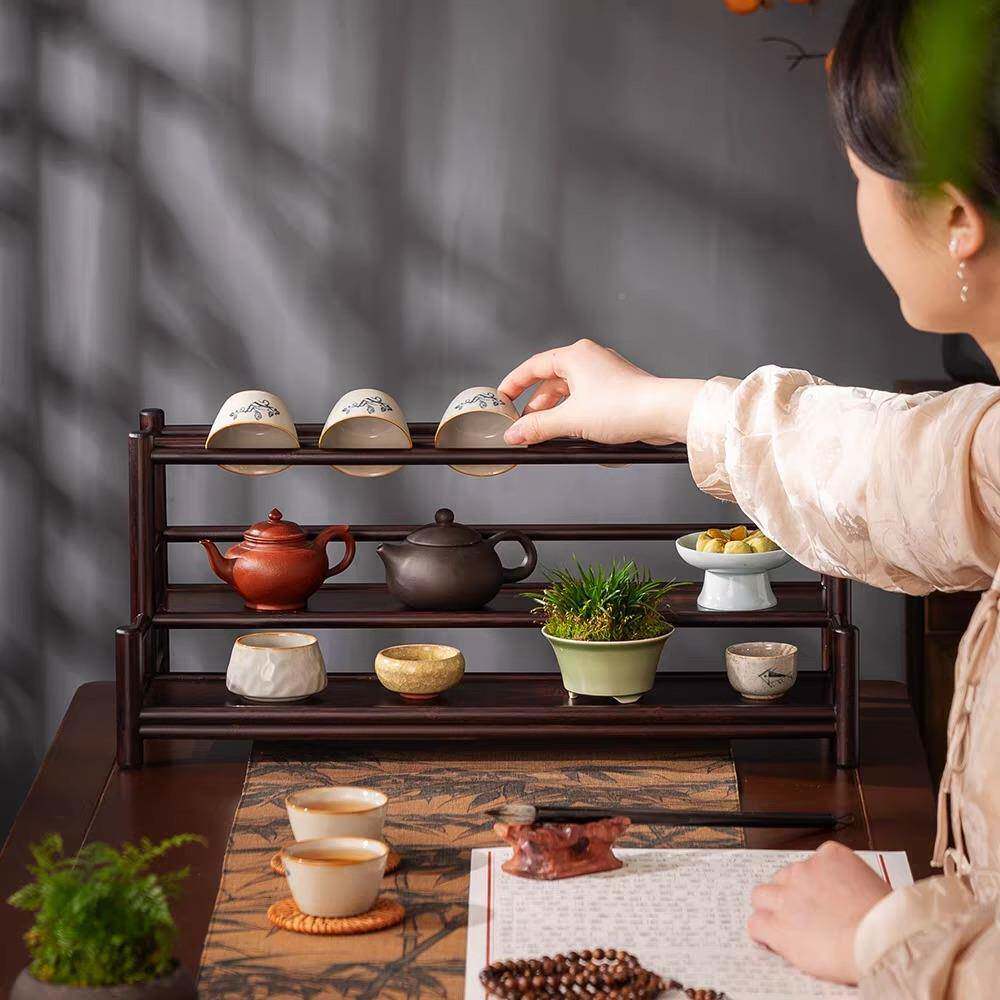 茶收纳架藏架框24803结架构艺术新具中储式紫砂壶置物架小型桌面