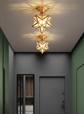 全铜轻奢廊后过道灯走晶灯吸顶48543灯现代客厅入户水玄关灯门厅