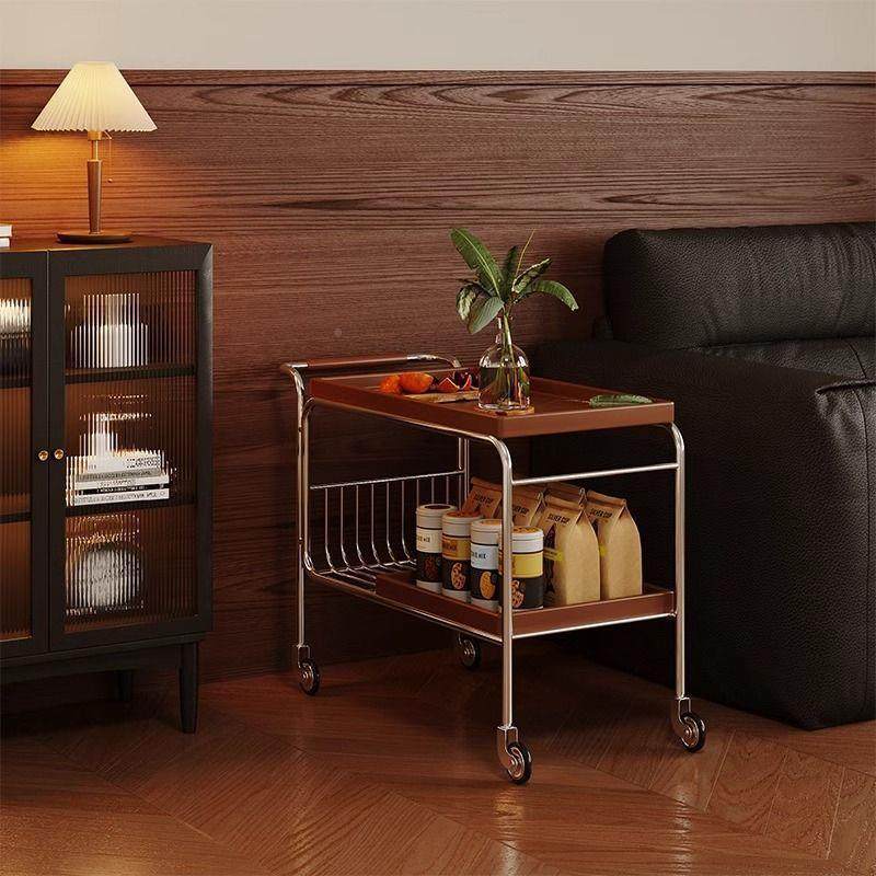 见详情小推餐简约沙发边几可移动实木茶几水角几车客厅餐边柜茶车