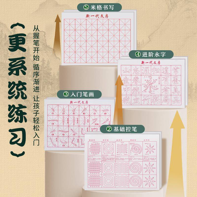 毛笔书初学者写套装小生毛笔字练习纸文学房四宝笔法无品牌/墨纸