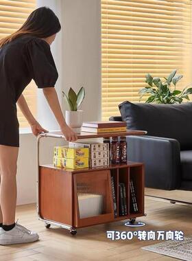 约现简代沙杂志柜实移木WKL客厅发边柜边几动书柜置物柜