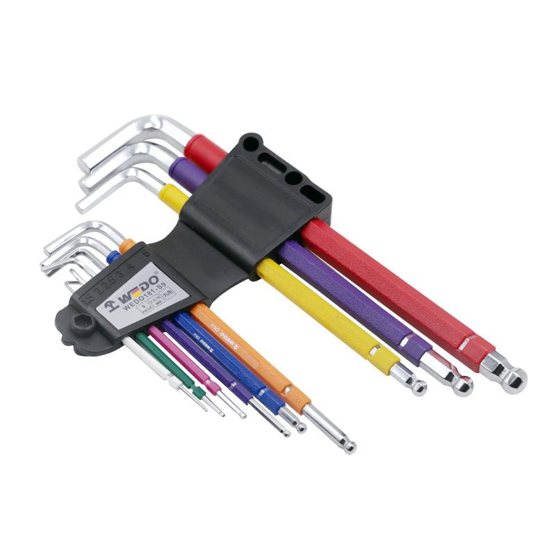 9件套注塑镜面特球长EAD头内六角工级钢制维业修柄汽修扳手