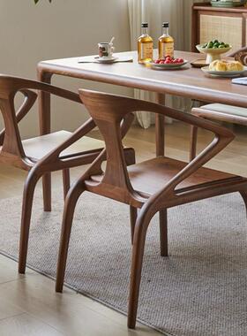 黑胡桃椅新中实UXK木餐椅家用中古主式靠背扶手简约书桌专用人剑