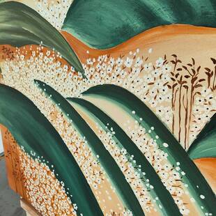 纯绘大幅花卉五手瓣青山油画沙发背景客厅99859卧室画画装饰肌理