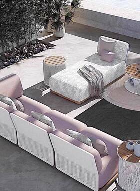 外休户闲转角沙发露别墅样板45612天房金民宿酒店设计师藤家具铝