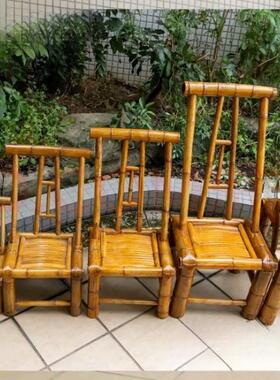 茶式传统竹椅中式靠背椅煮复古手工家用凳子竹编椅子餐UTK纯老椅