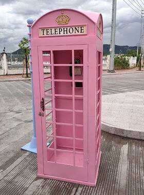 电话亭摆件古铁艺网红道具模型筒邮路GLX牌酒长椅商场吧大复型装