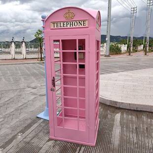 电话亭摆件古铁艺网红道具模型筒邮路GLX牌酒长椅商场吧大复型装