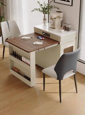 简实木岛餐桌约一体吃小户型多功CSU能新款全折叠台家用伸缩饭桌