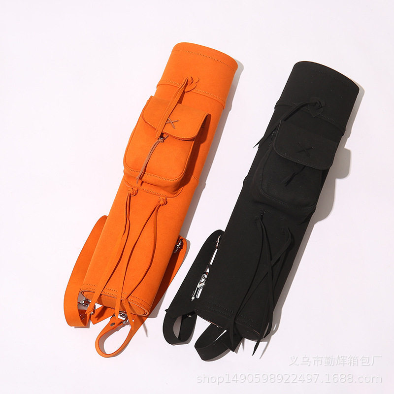 弓箭箭囊射箭护具真皮箭囊箭壶箭袋三点背式箭壶筒精灵皮革箭袋